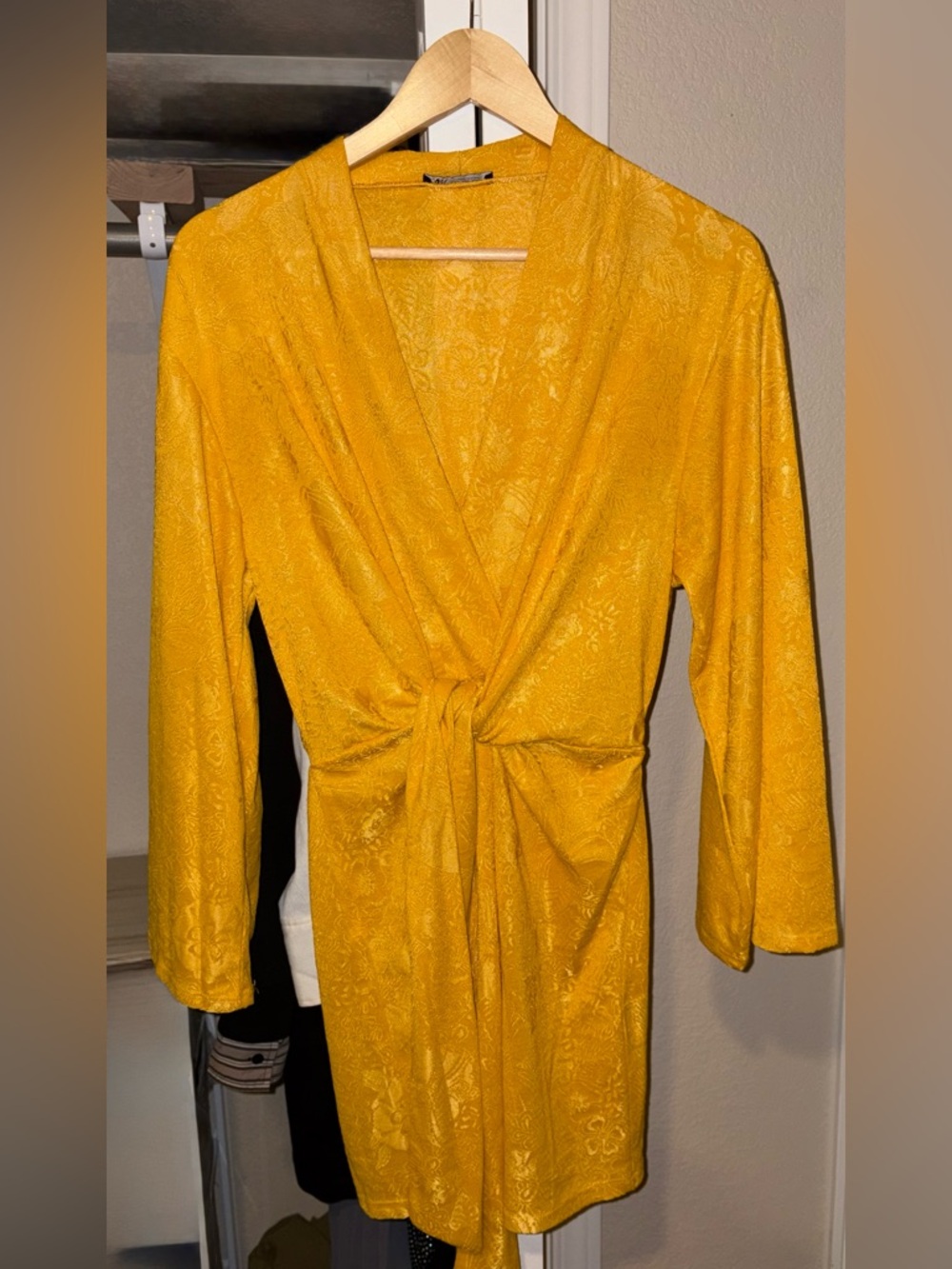 Zara - Golden Yellow Jacquard Dress